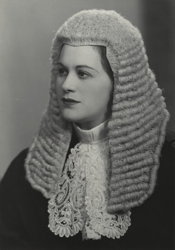 Black and white photo of Dame Rose Heilbron as King's Counsel