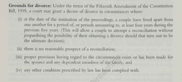 Black and white scan of information on the divorce referendum