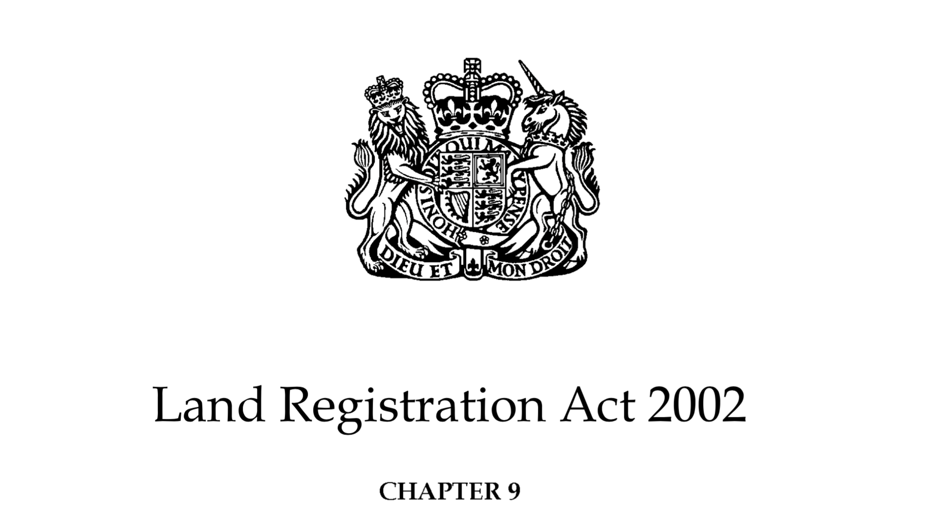 Image of the Land Registration Act 2002 with the Royal Coat of Arms