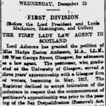 News-clipping of Madge Easton Anderson from the Glasgow Herald December 16, 1920
