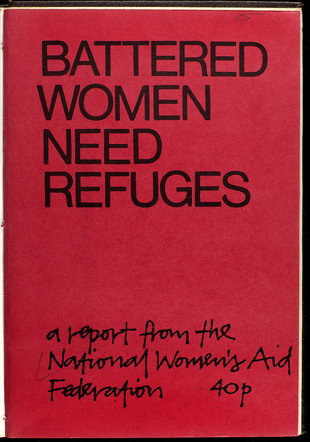 Red Pamphlet from 1977 titled Battered Women Need Refuges