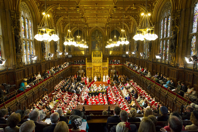 Colour photo of the House of Lords during the Queen's speech
